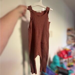 Zara Baby Girl Dark Pink Ribbed Jumpsuit Overalls 9-12 Months
